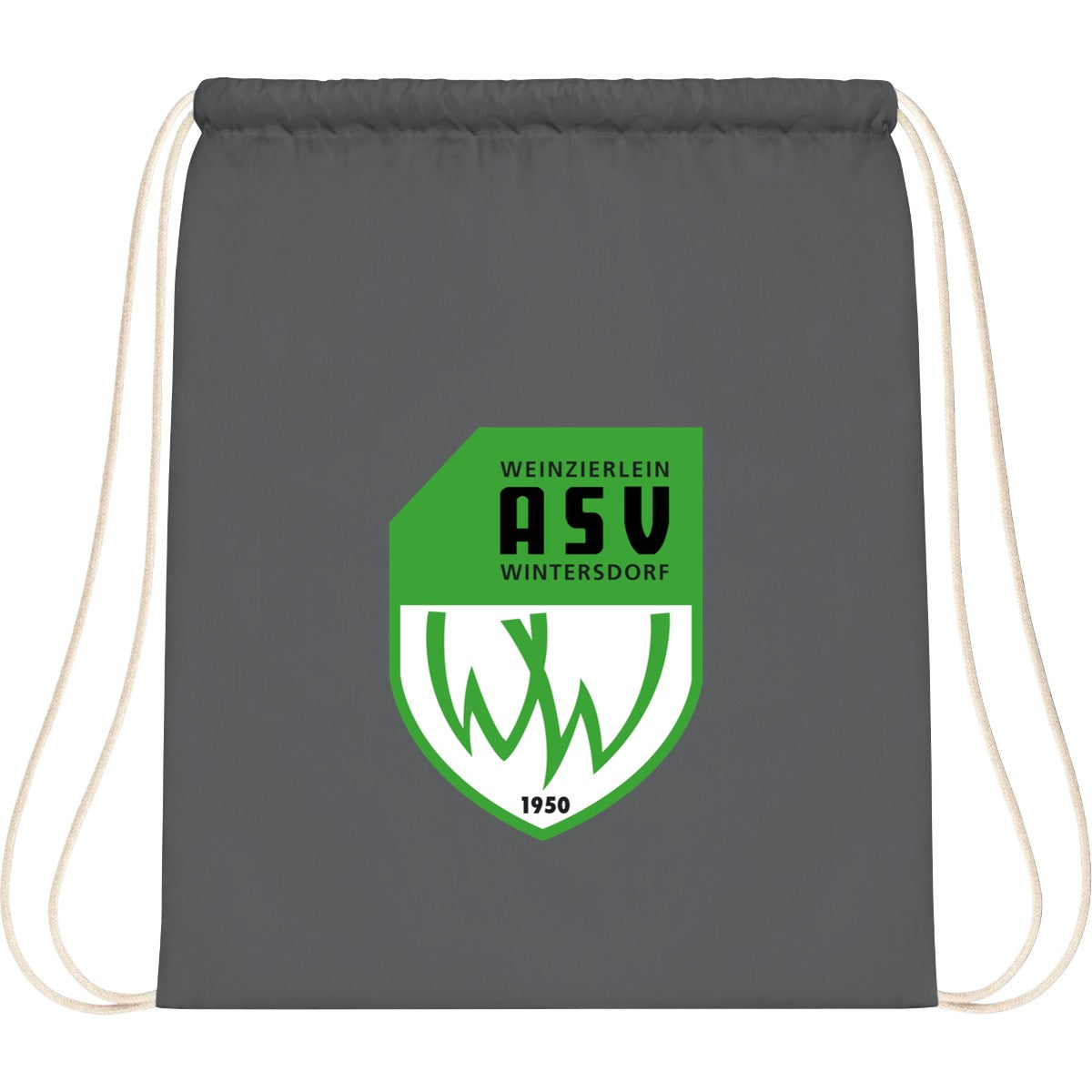 WM110-Cotton-Gymsac – ASV-Wappen mittig groß Graphite Grey Vorderseite