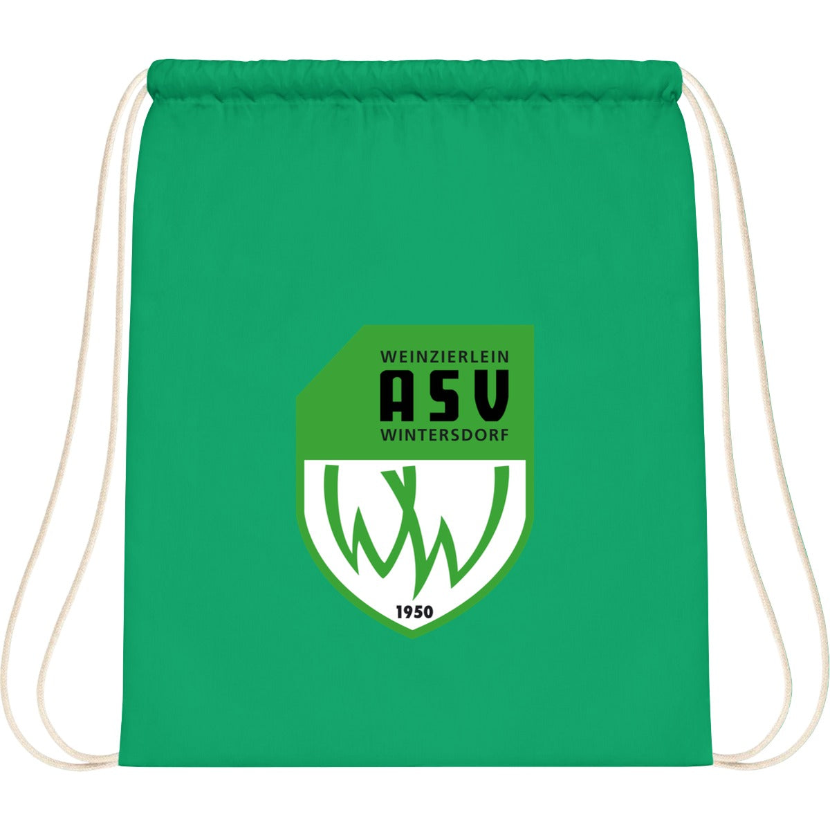 WM110-Cotton-Gymsac – ASV-Wappen mittig groß Kelly Green Vorderseite