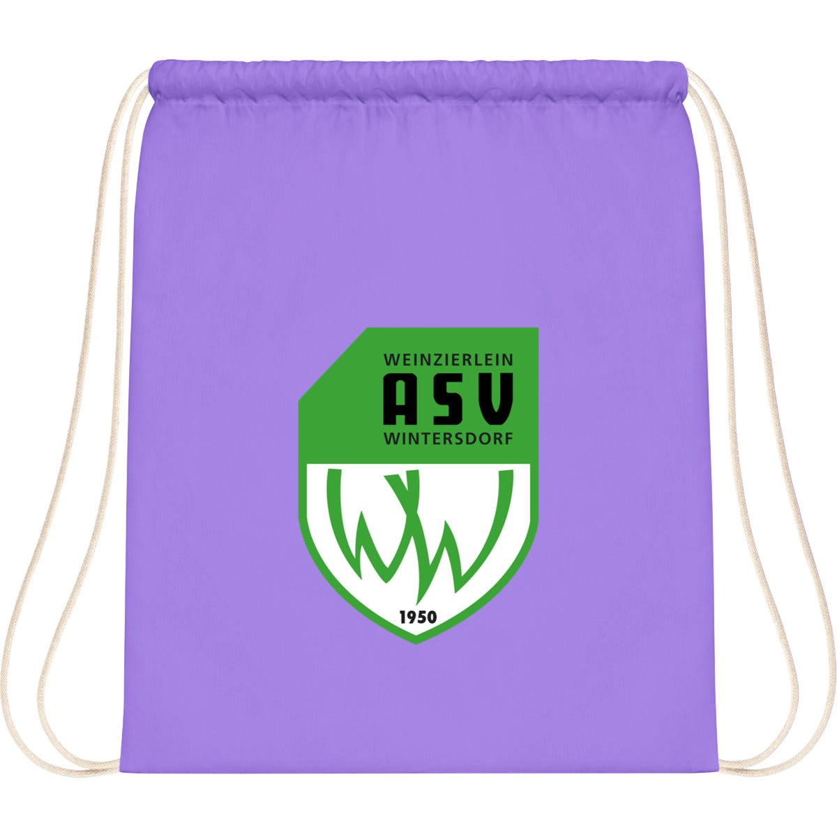 WM110-Cotton-Gymsac – ASV-Wappen mittig groß Lavender/White Vorderseite