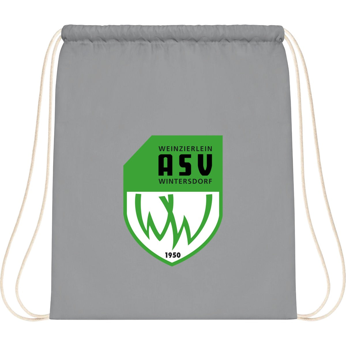 WM110-Cotton-Gymsac – ASV-Wappen mittig groß Light Grey Vorderseite