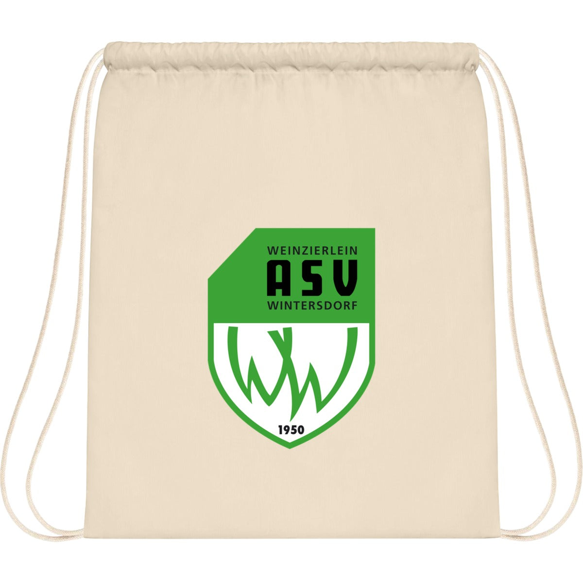 WM110-Cotton-Gymsac – ASV-Wappen mittig groß Natural Vorderseite