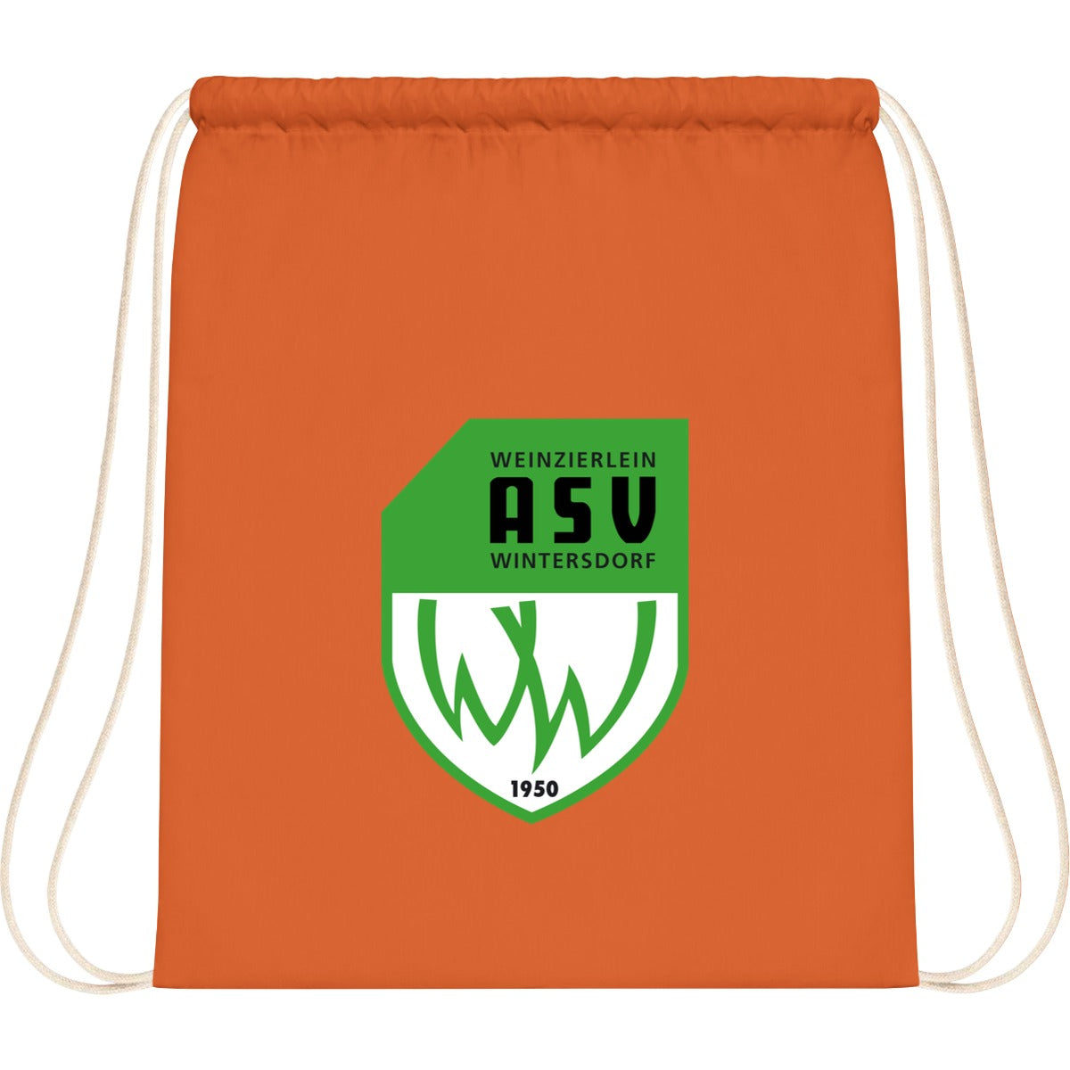 WM110-Cotton-Gymsac – ASV-Wappen mittig groß Orange Vorderseite