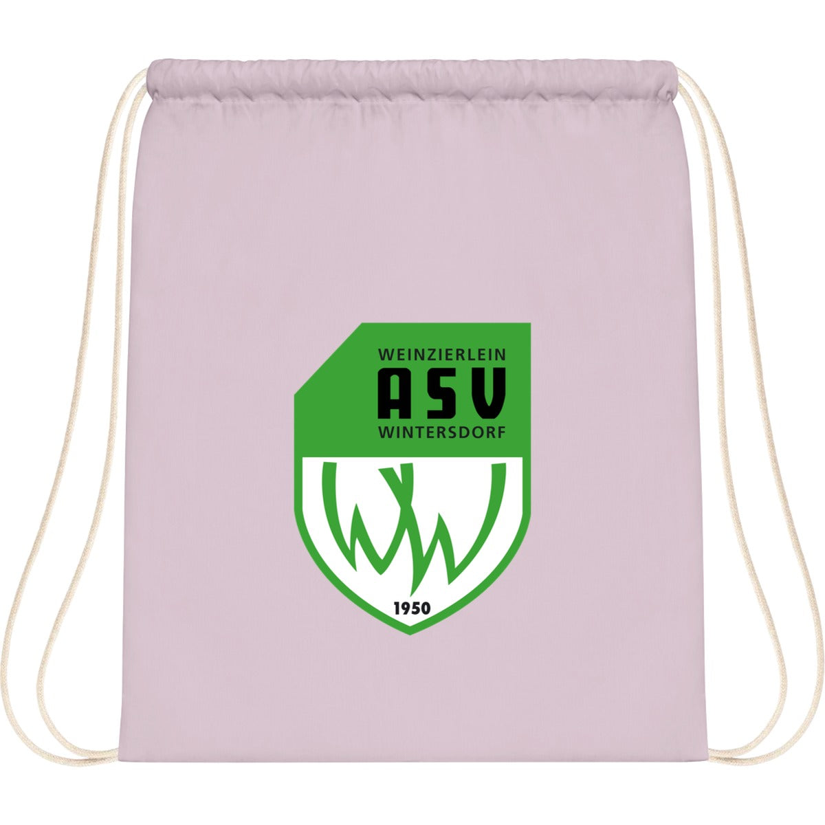 WM110-Cotton-Gymsac – ASV-Wappen mittig groß Pastel Pink/White Vorderseite
