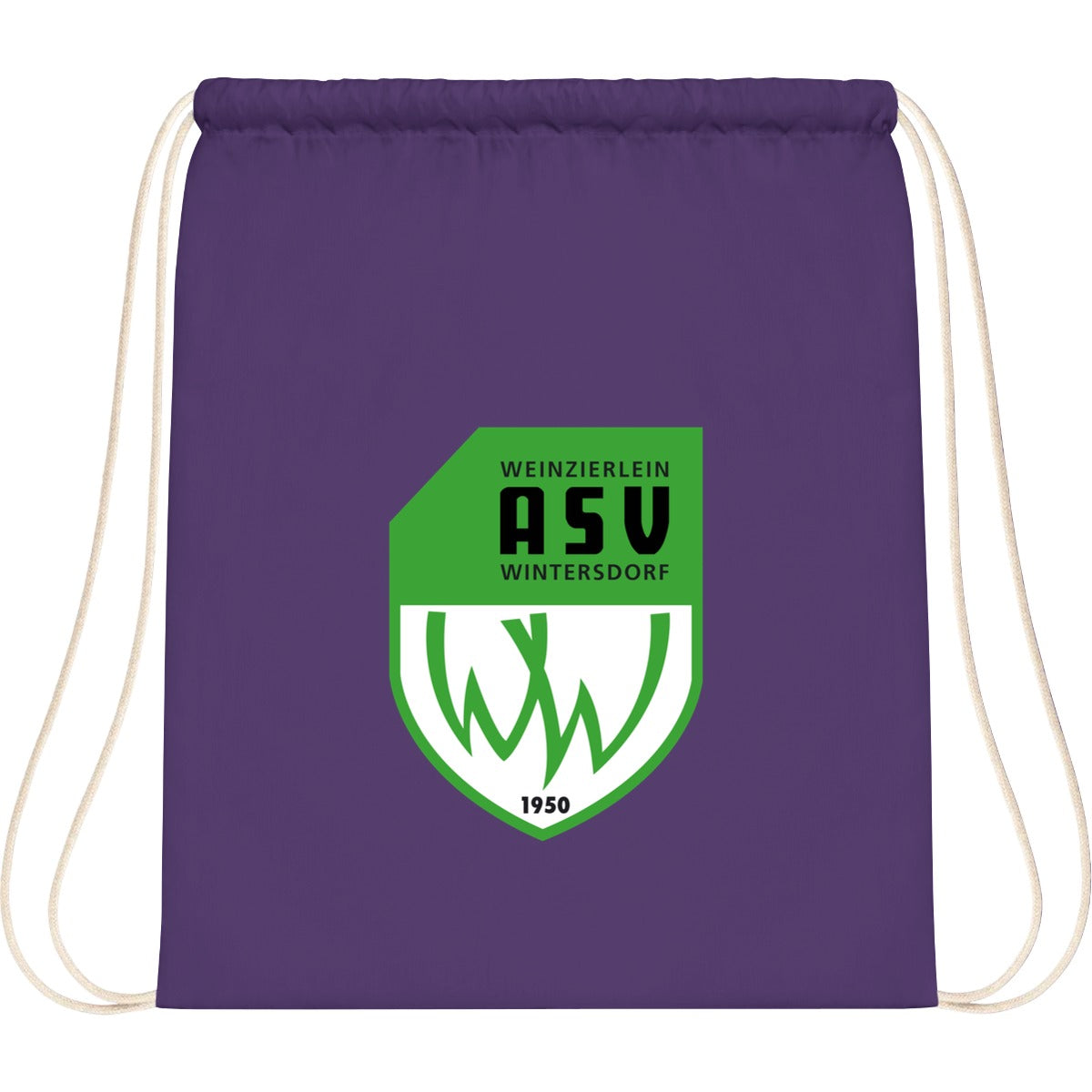 WM110-Cotton-Gymsac – ASV-Wappen mittig groß Purple Vorderseite