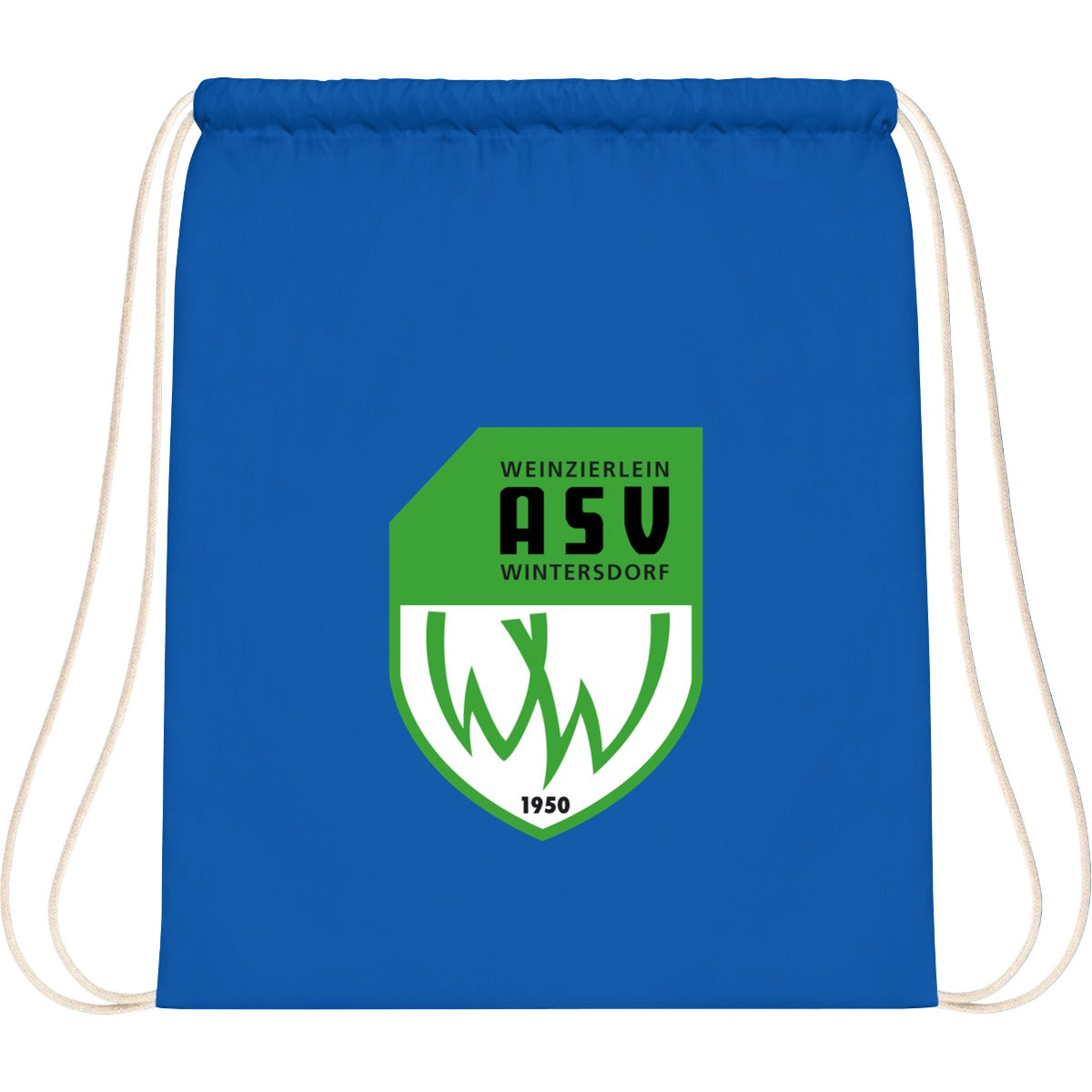 WM110-Cotton-Gymsac – ASV-Wappen mittig groß Sapphire Blue Vorderseite