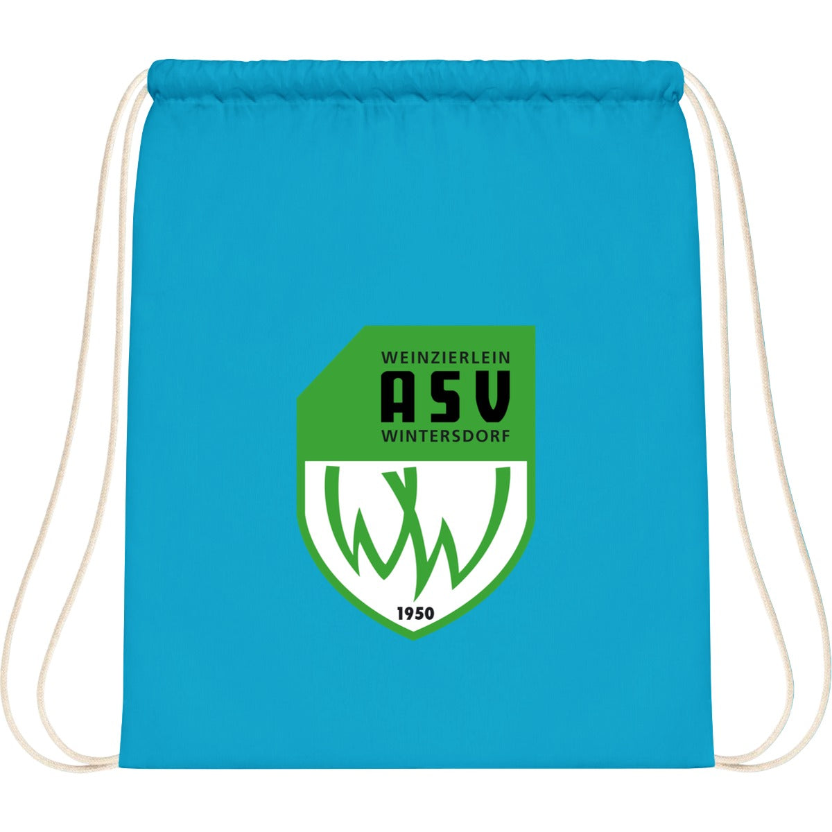 WM110-Cotton-Gymsac – ASV-Wappen mittig groß Surf Blue Vorderseite