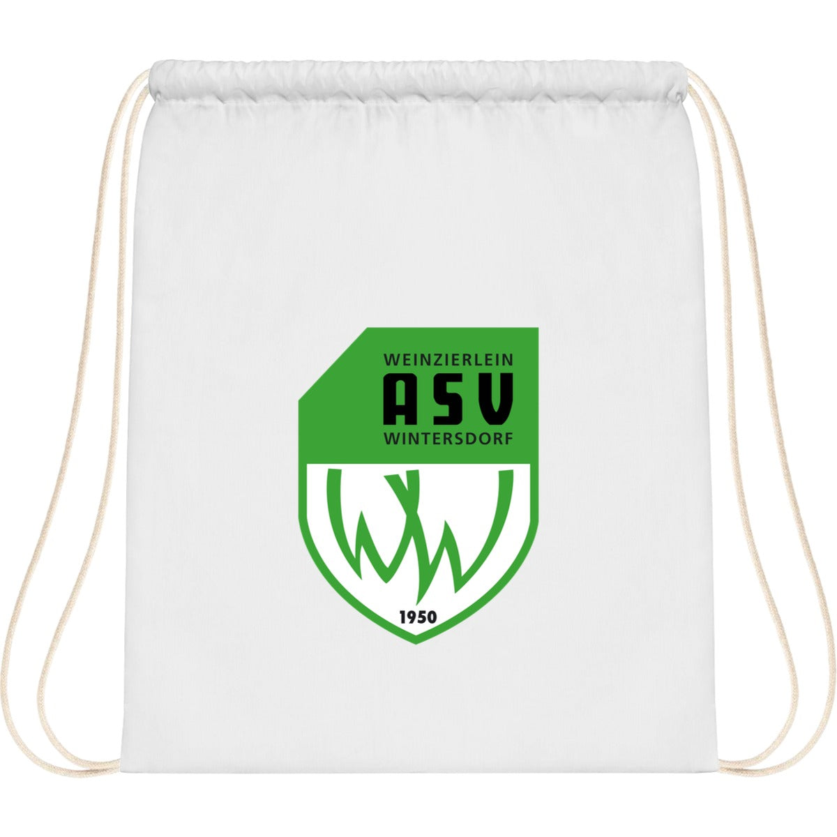 WM110-Cotton-Gymsac – ASV-Wappen mittig groß White Vorderseite