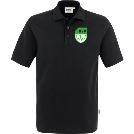 NO. 800 HAKRO POLOSHIRT TOP – ASV-Wappen herzseitig Schwarz Vorderseite