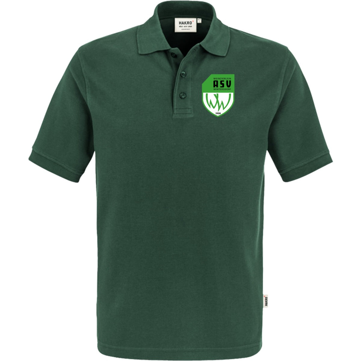 NO. 800 HAKRO POLOSHIRT TOP – ASV-Wappen herzseitig Tanne Vorderseite