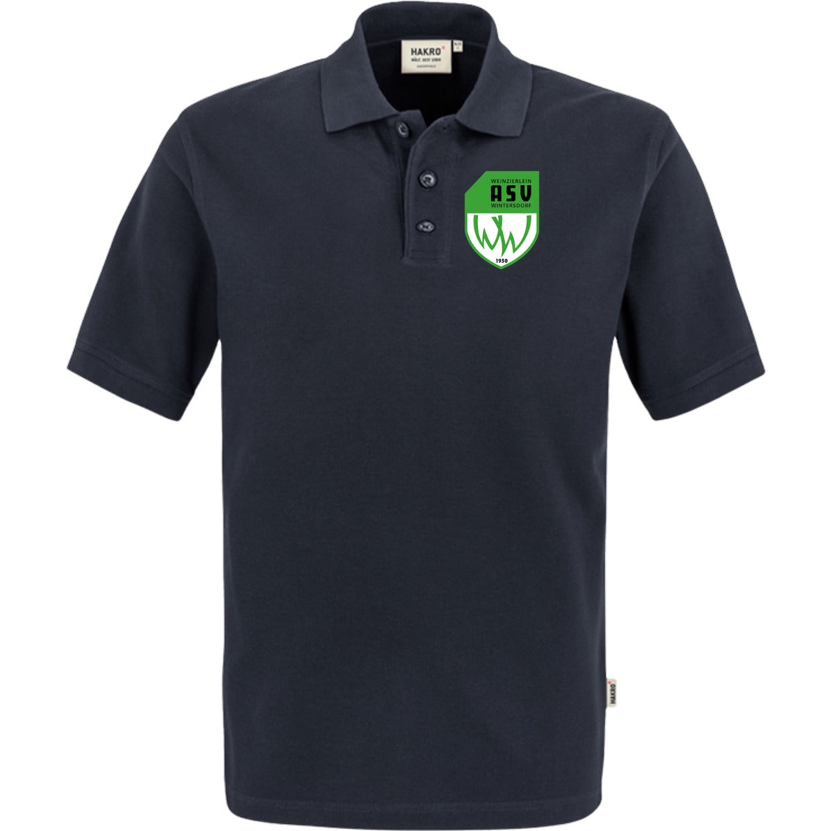 NO. 800 HAKRO POLOSHIRT TOP – ASV-Wappen herzseitig Tinte Vorderseite