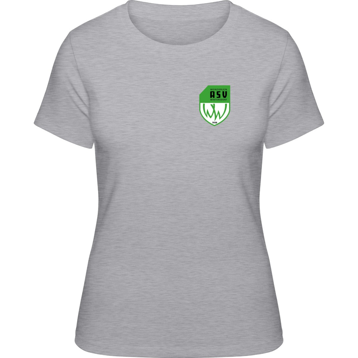 NO. 127 HAKRO DAMEN T-SHIRT CLASSIC – ASV-Wappen herzseitig Ash meliert Vorderseite