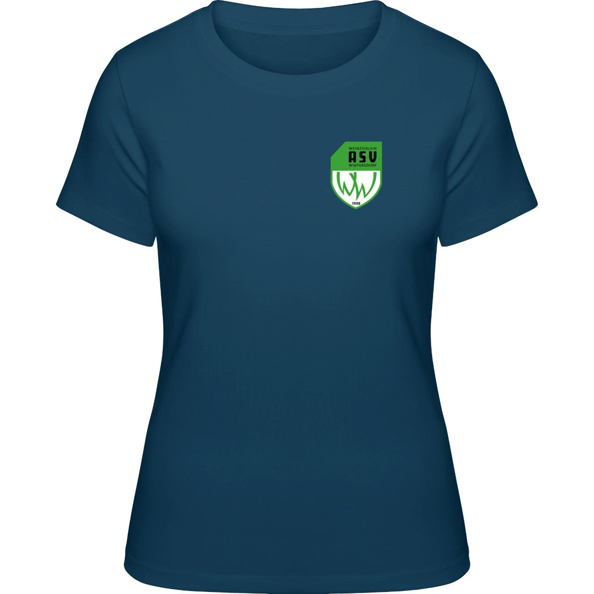 NO. 127 HAKRO DAMEN T-SHIRT CLASSIC – ASV-Wappen herzseitig Marine Vorderseite