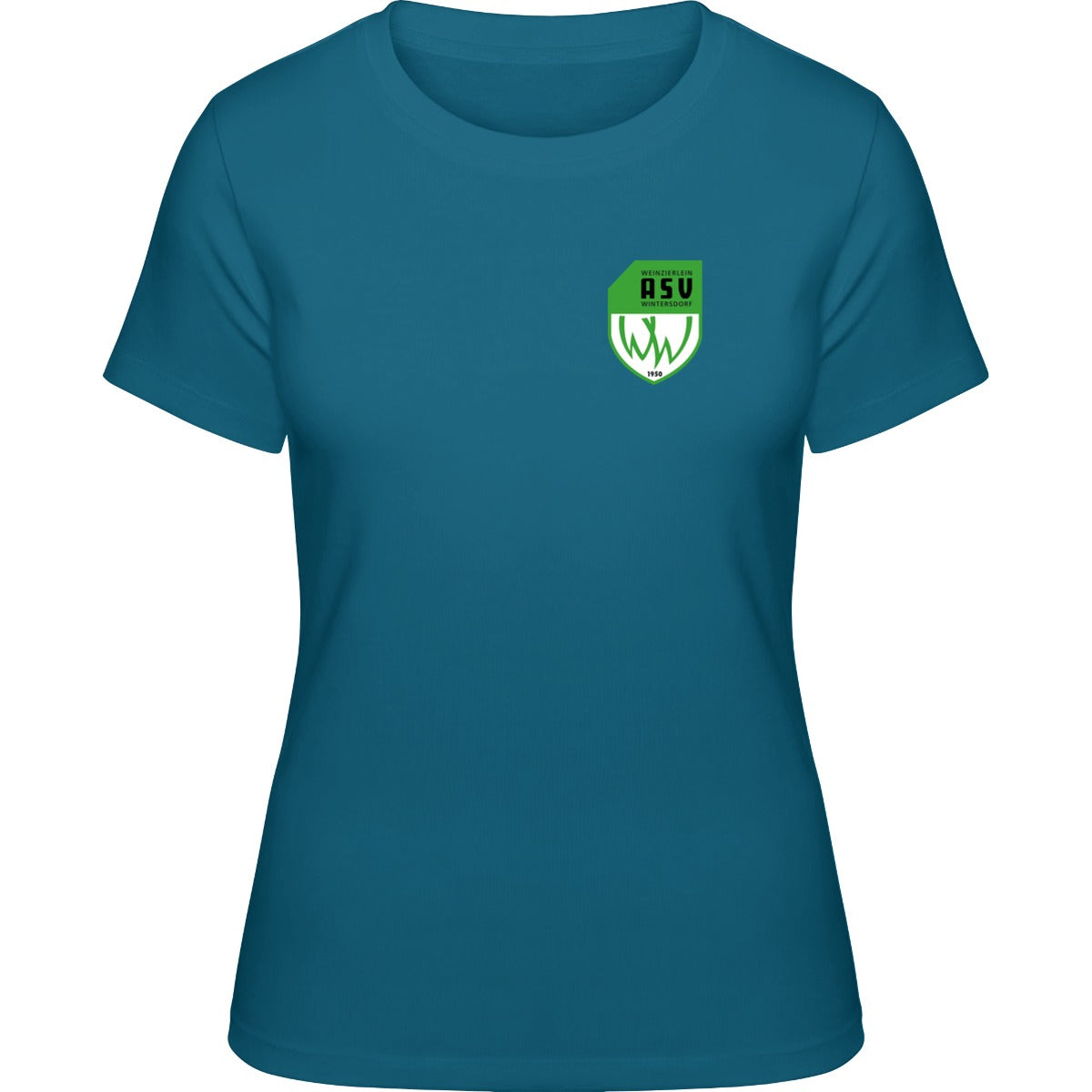NO. 127 HAKRO DAMEN T-SHIRT CLASSIC – ASV-Wappen herzseitig Petrol Vorderseite