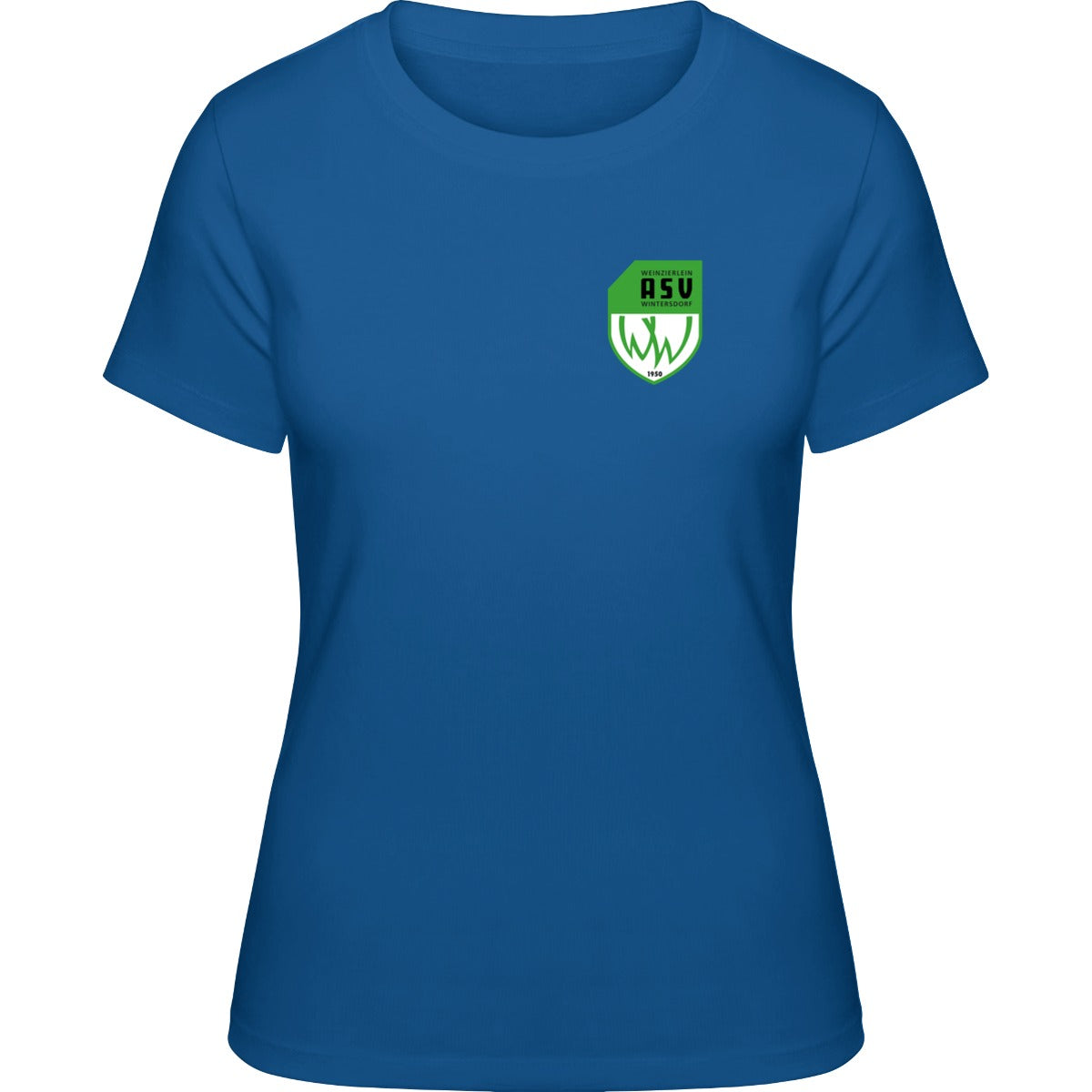 NO. 127 HAKRO DAMEN T-SHIRT CLASSIC – ASV-Wappen herzseitig Royalblau Vorderseite