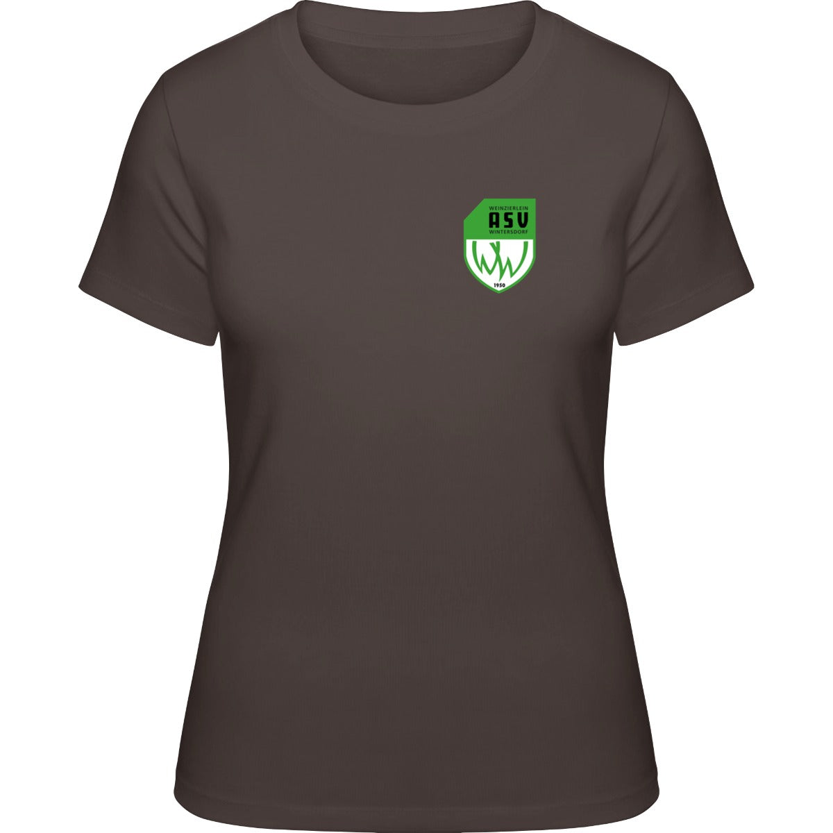 NO. 127 HAKRO DAMEN T-SHIRT CLASSIC – ASV-Wappen herzseitig Schokolade Vorderseite