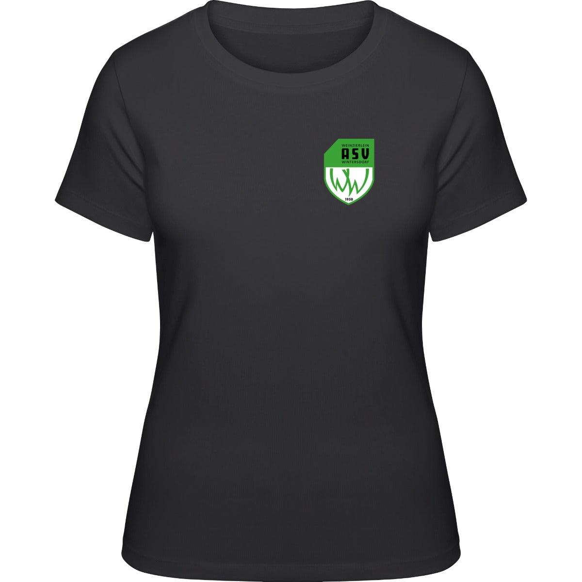 NO. 127 HAKRO DAMEN T-SHIRT CLASSIC – ASV-Wappen herzseitig Schwarz Vorderseite