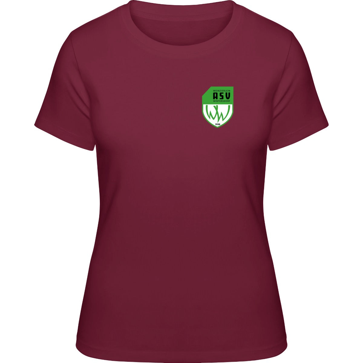 NO. 127 HAKRO DAMEN T-SHIRT CLASSIC – ASV-Wappen herzseitig Weinrot Vorderseite