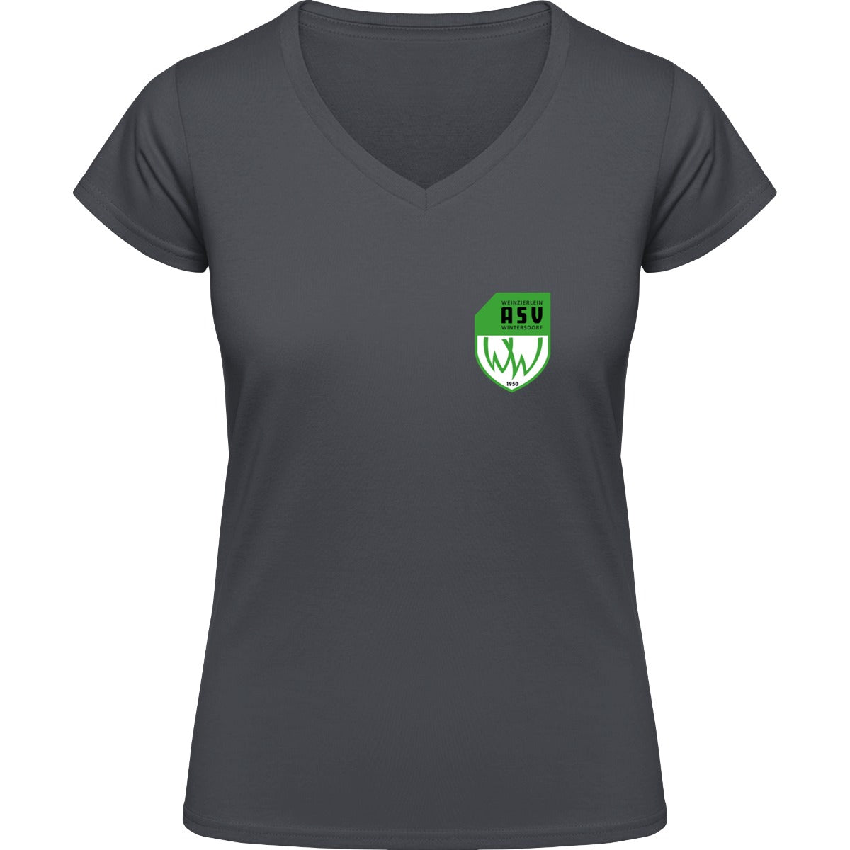NO. 126 HAKRO DAMEN V-SHIRT CLASSIC – ASV-Wappen herzseitig Anthrazit Vorderseite
