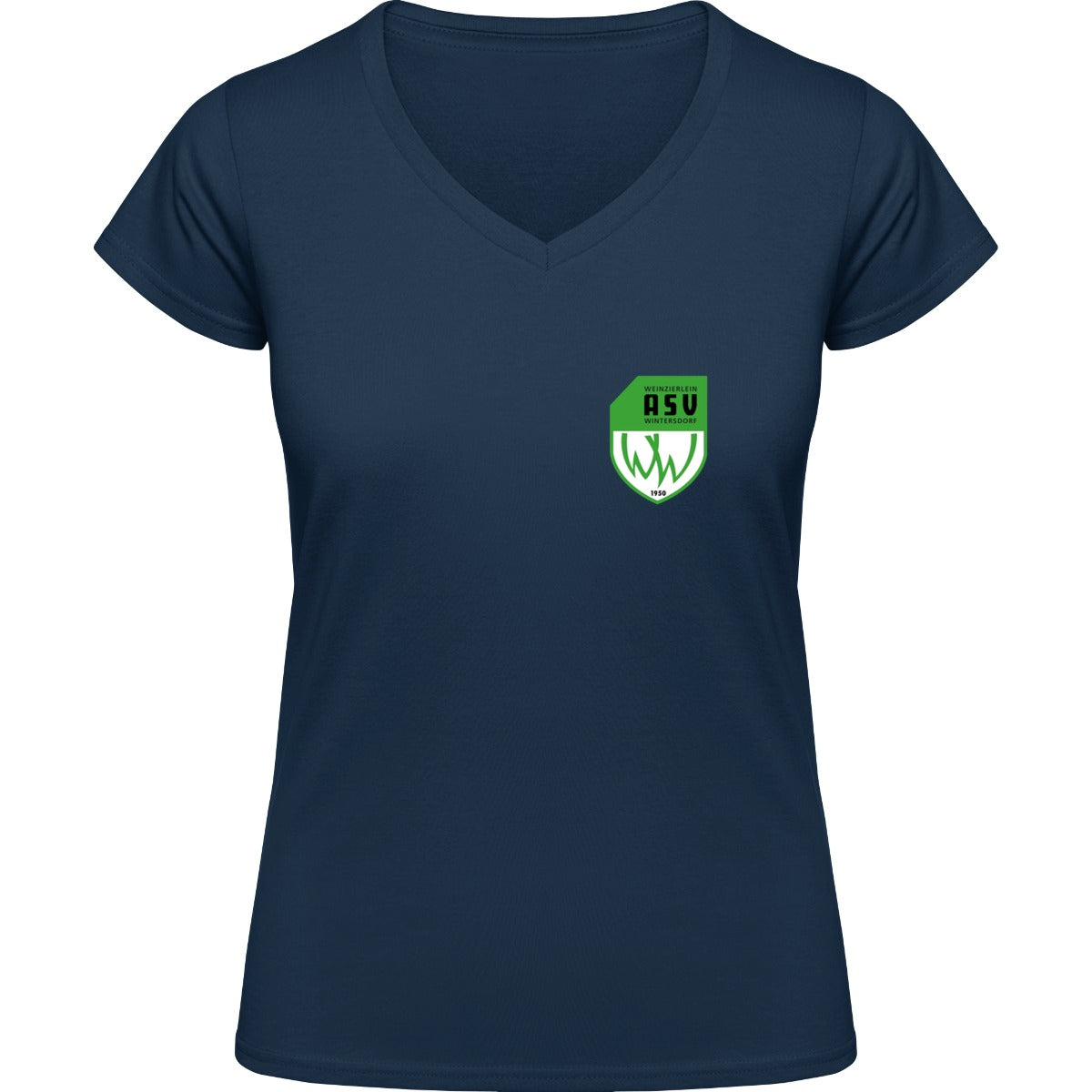 NO. 126 HAKRO DAMEN V-SHIRT CLASSIC – ASV-Wappen herzseitig Tinte Vorderseite