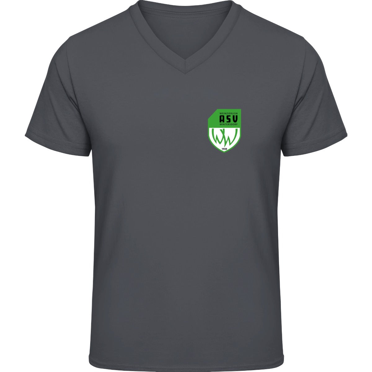 NO. 226 HAKRO V-SHIRT CLASSIC – ASV-Wappen herzseitig Anthrazit Vorderseite