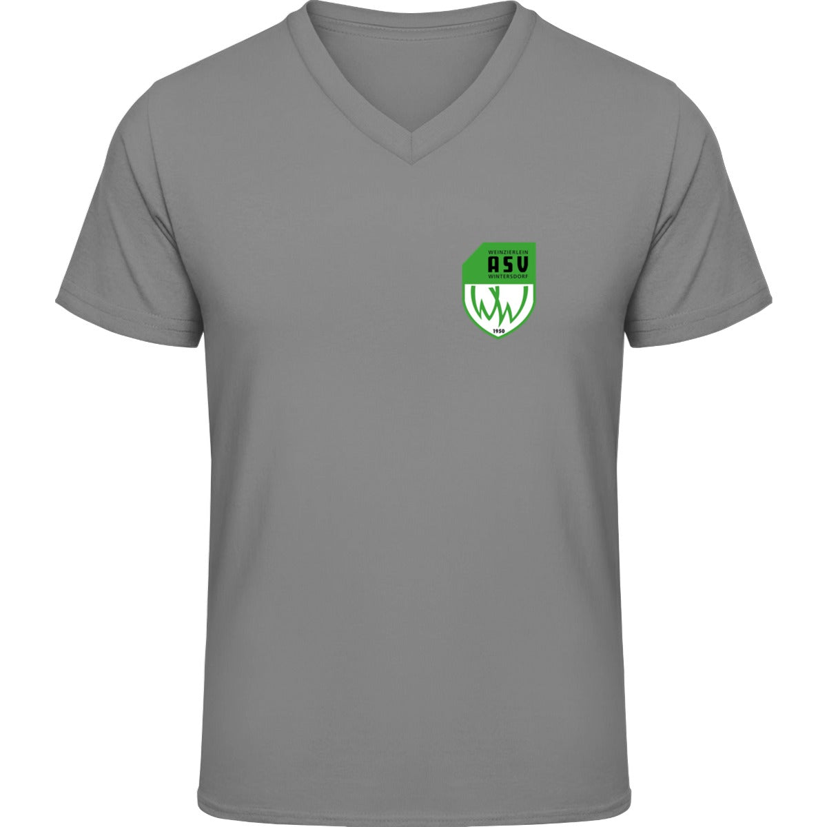 NO. 226 HAKRO V-SHIRT CLASSIC – ASV-Wappen herzseitig Grau Meliert Vorderseite