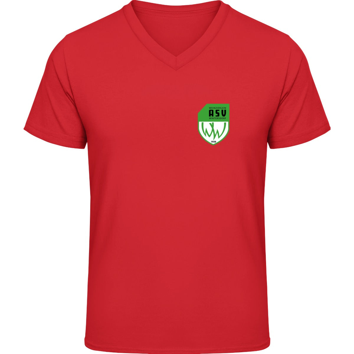 NO. 226 HAKRO V-SHIRT CLASSIC – ASV-Wappen herzseitig Rot Vorderseite