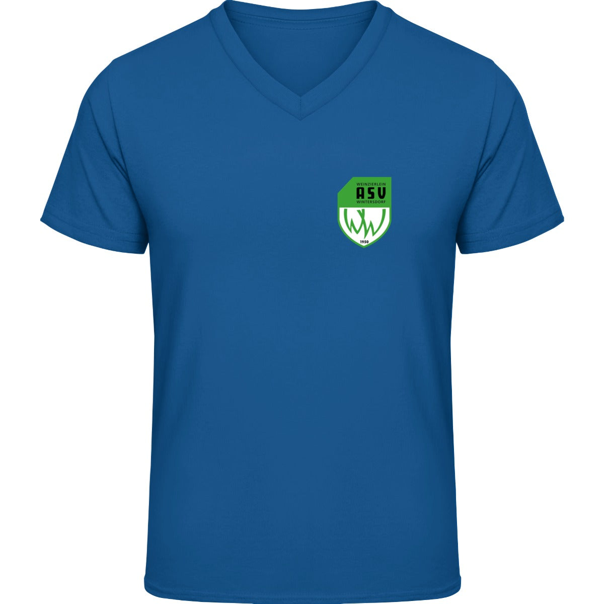 NO. 226 HAKRO V-SHIRT CLASSIC – ASV-Wappen herzseitig Royalblau Vorderseite