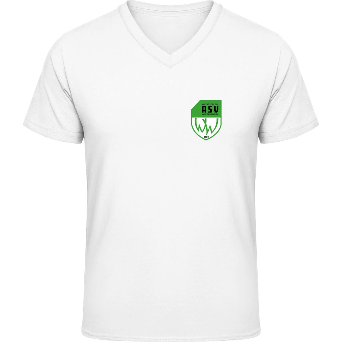 NO. 226 HAKRO V-SHIRT CLASSIC – ASV-Wappen herzseitig Weiß Vorderseite