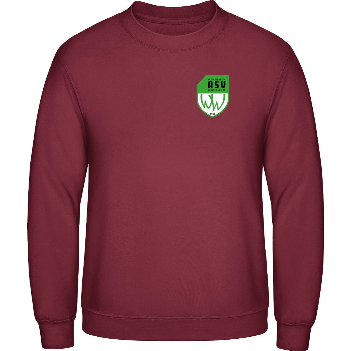 Basic Crewneck Sweatshirt BB003 – ASV-Wappen herzseitig Burgundy Vorderseite
