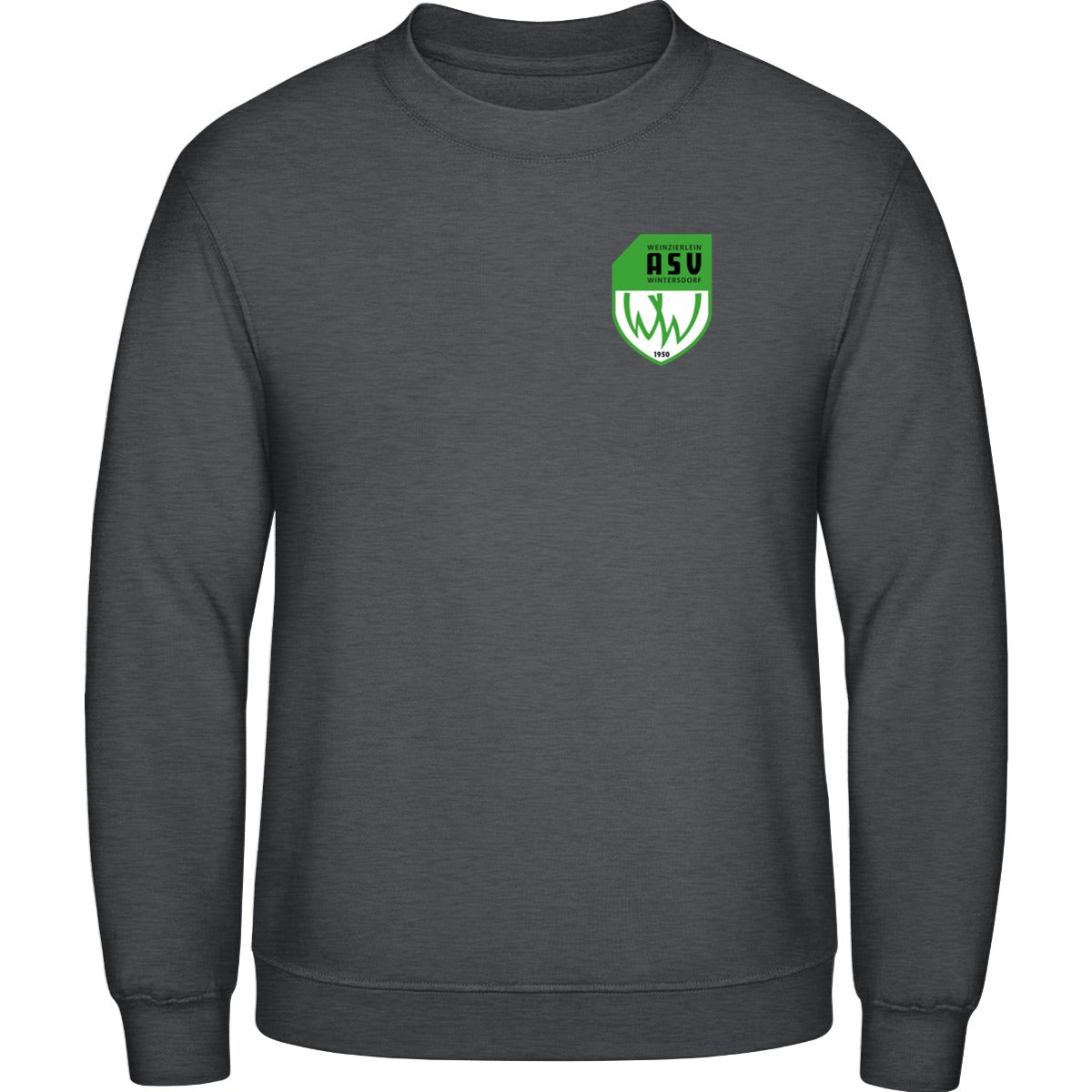 Basic Crewneck Sweatshirt BB003 – ASV-Wappen herzseitig Charcoal Vorderseite