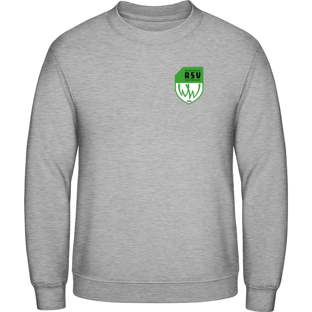 Basic Crewneck Sweatshirt BB003 – ASV-Wappen herzseitig Heather Grey Vorderseite