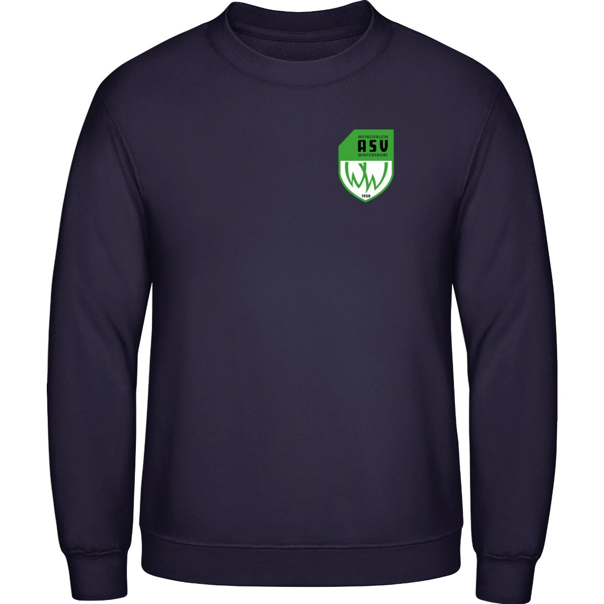 Basic Crewneck Sweatshirt BB003 – ASV-Wappen herzseitig Navy Vorderseite