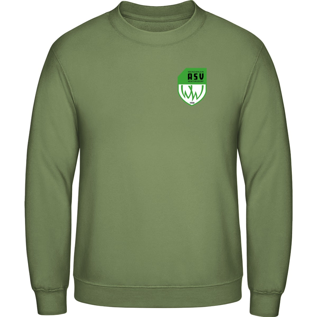 Basic Crewneck Sweatshirt BB003 – ASV-Wappen herzseitig Olive Vorderseite