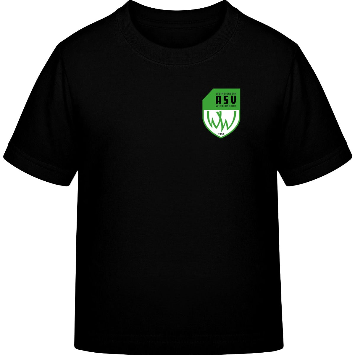 B&C Exact 190 Kids T-Shirt BCTK301 – ASV-Wappen herzseitig Black Vorderseite