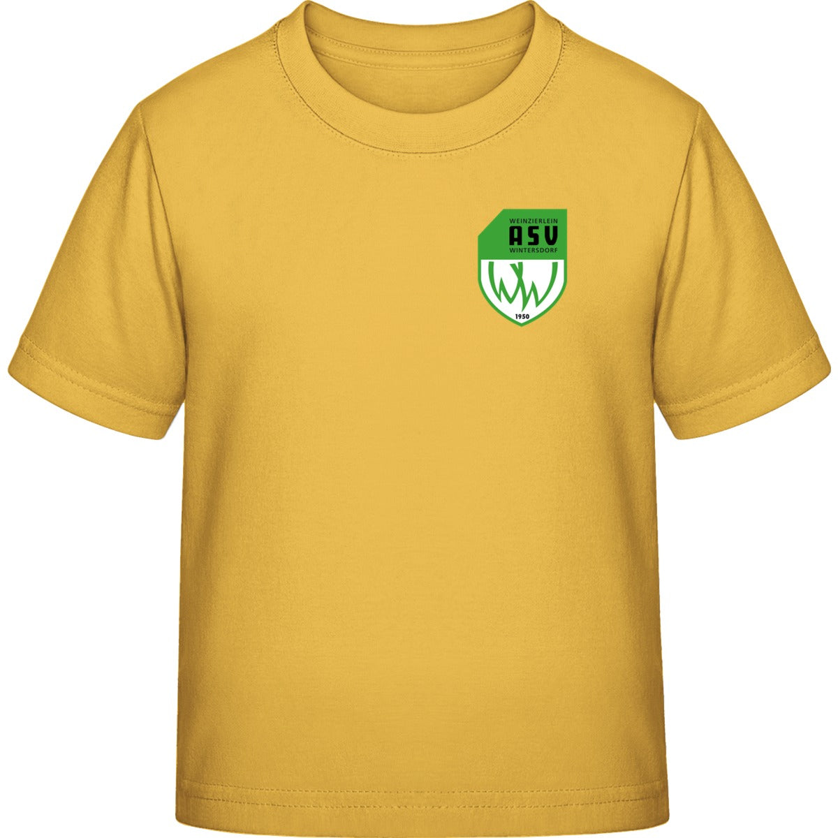 B&C Exact 190 Kids T-Shirt BCTK301 – ASV-Wappen herzseitig Gold Vorderseite