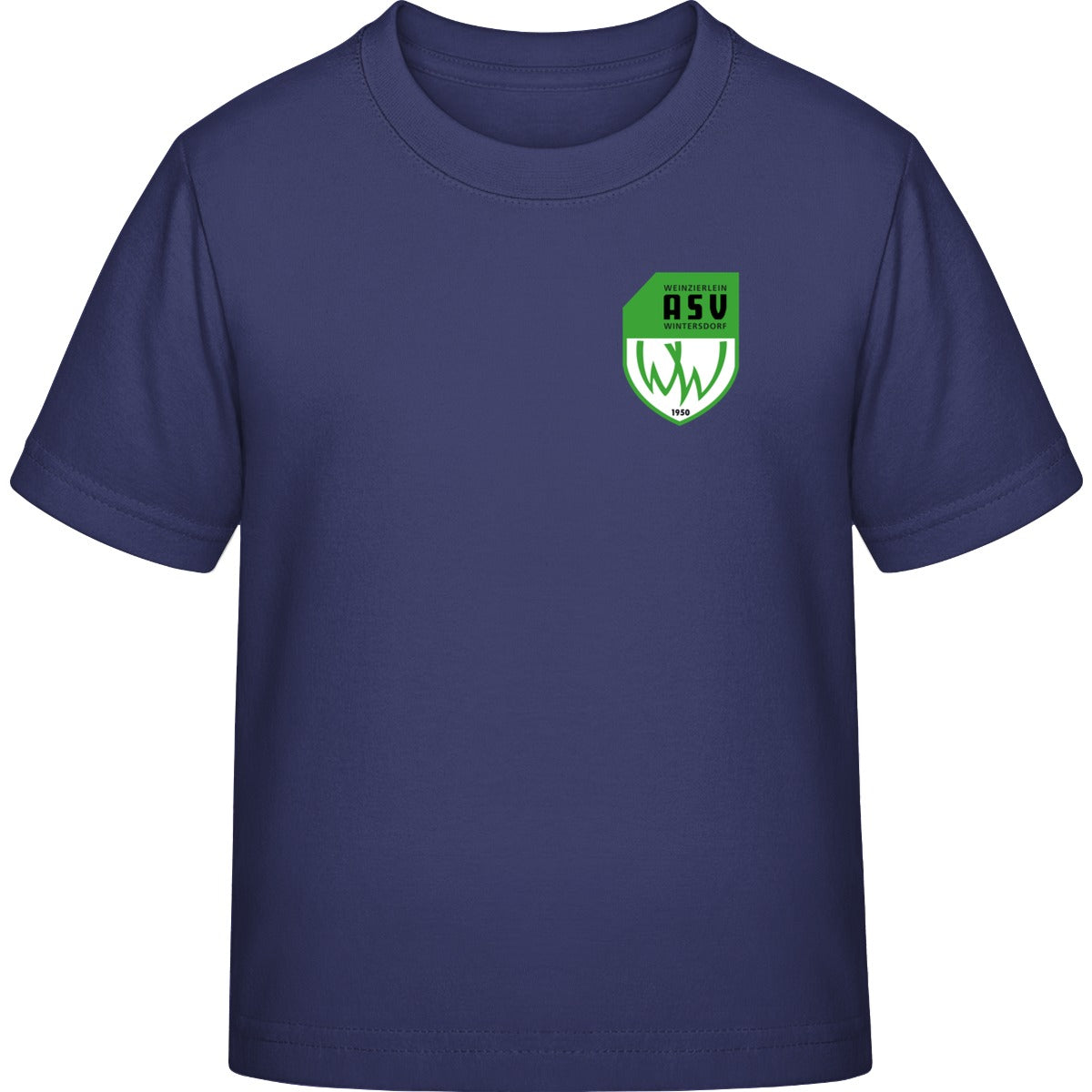 B&C Exact 190 Kids T-Shirt BCTK301 – ASV-Wappen herzseitig Indigo Vorderseite