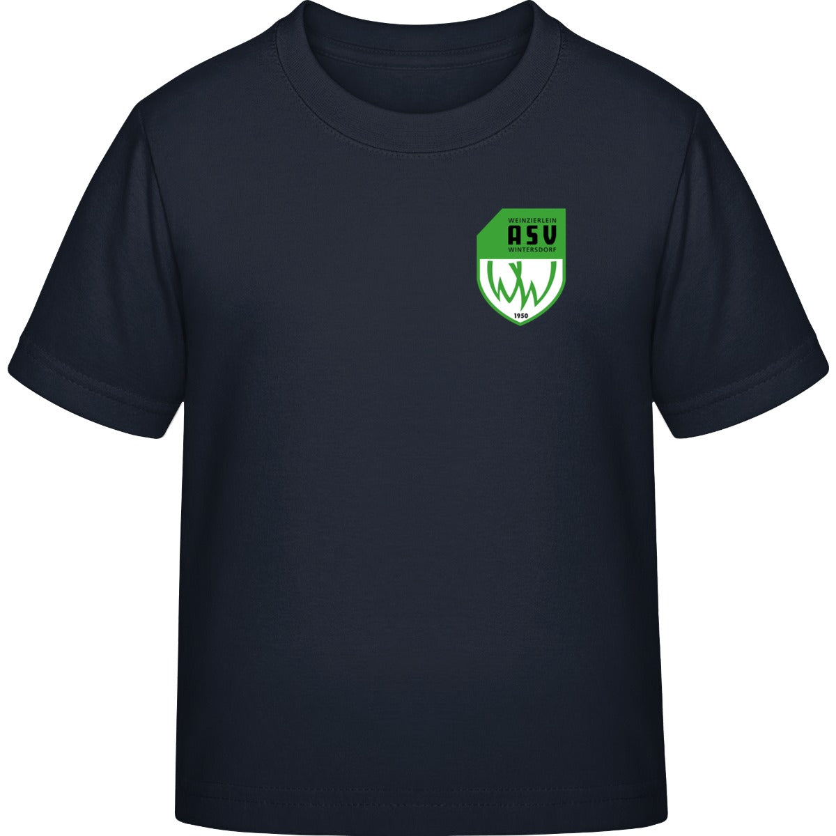 B&C Exact 190 Kids T-Shirt BCTK301 – ASV-Wappen herzseitig Navy Vorderseite