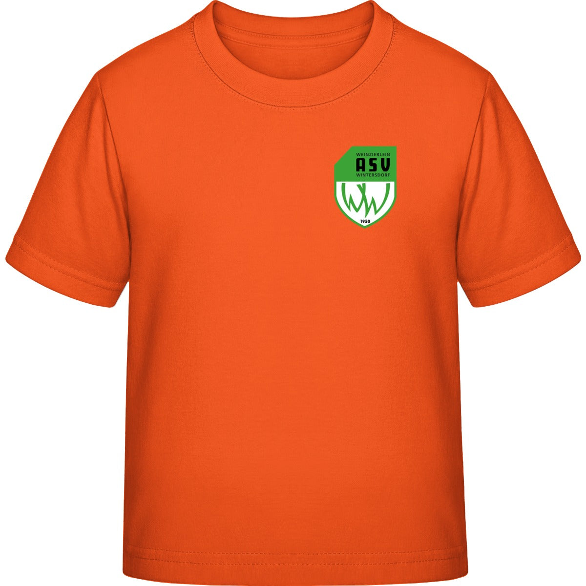 B&C Exact 190 Kids T-Shirt BCTK301 – ASV-Wappen herzseitig Orange Vorderseite