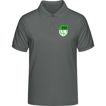 Unisex Poloshirt Prepster STPU331 – ASV-Wappen herzseitig Black Heather Mid Grey Vorderseite