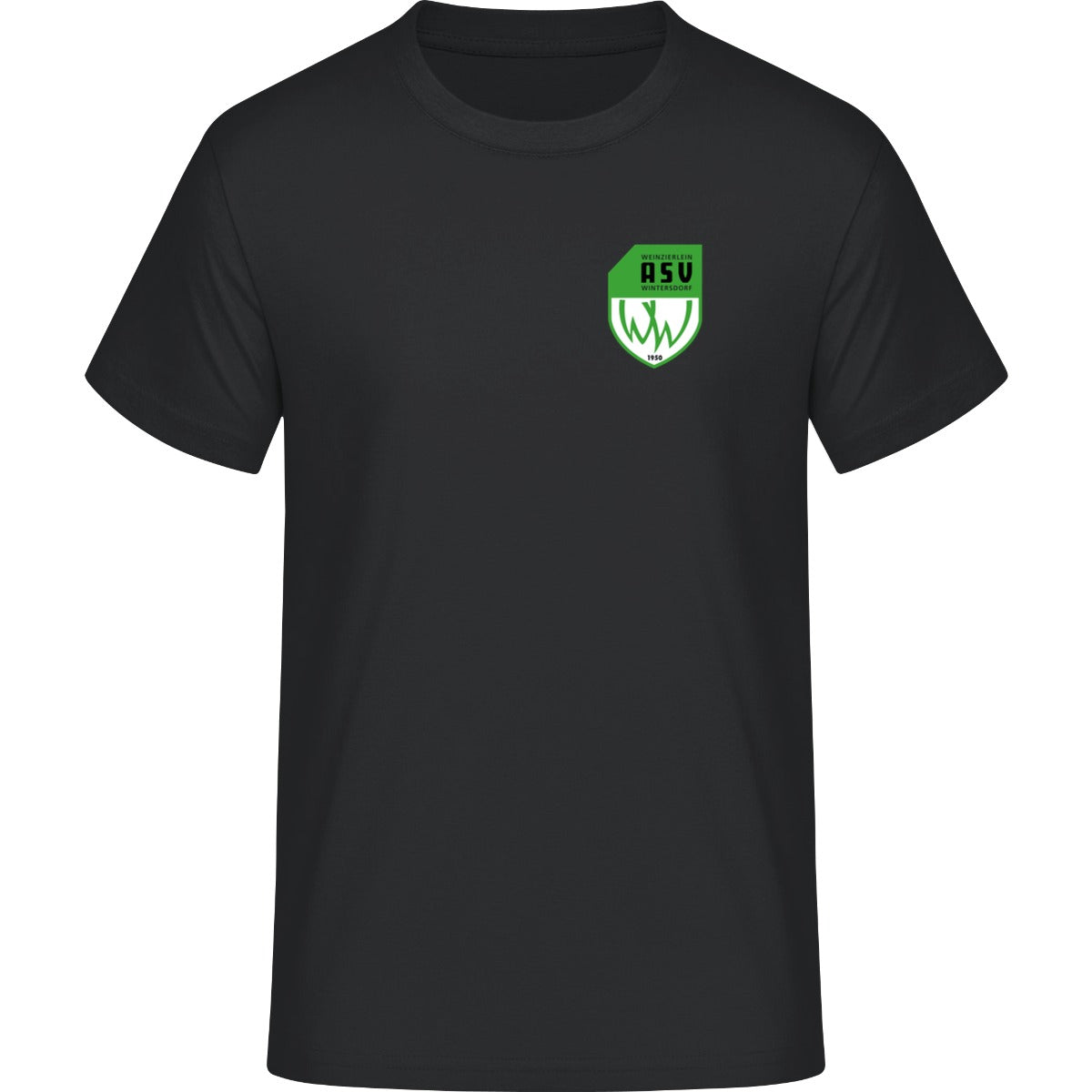 Schweres Unisex T-Shirt Sparker 2.0 STTU171 – ASV-Wappen herzseitig Black Vorderseite