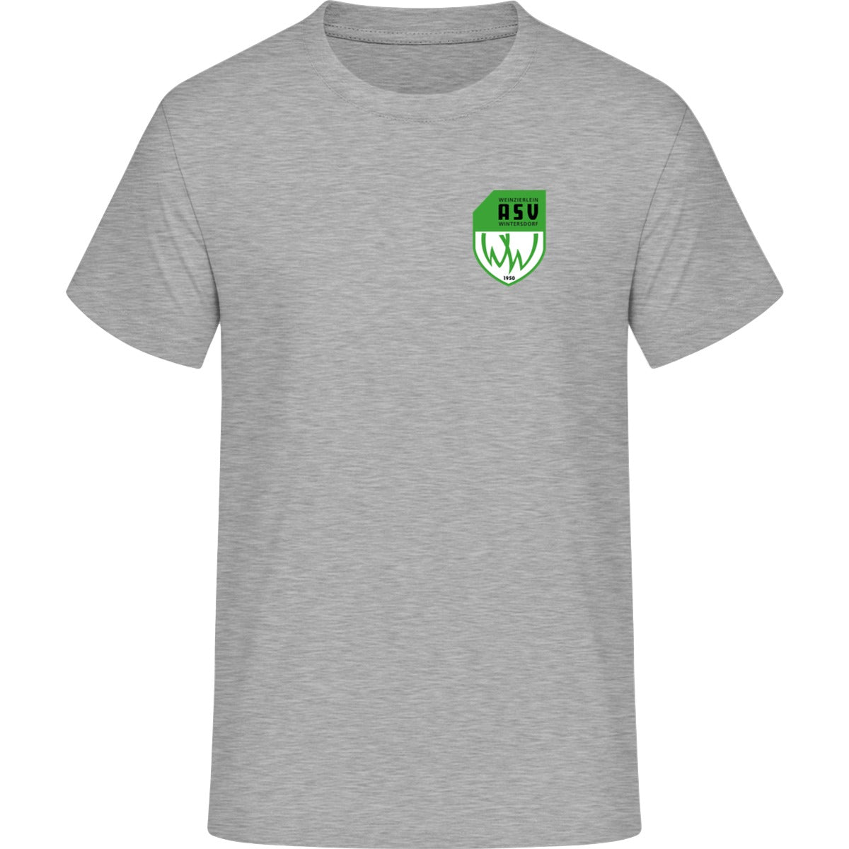 Schweres Unisex T-Shirt Sparker 2.0 STTU171 – ASV-Wappen herzseitig Heather Grey Vorderseite