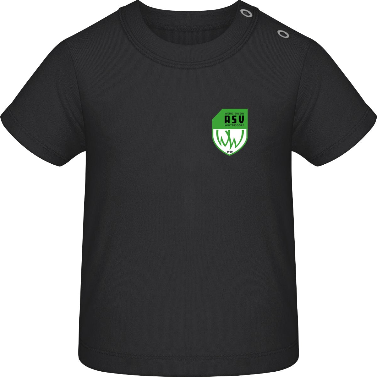 Baby T-Shirt BZ02 – ASV-Wappen herzseitig Black Vorderseite