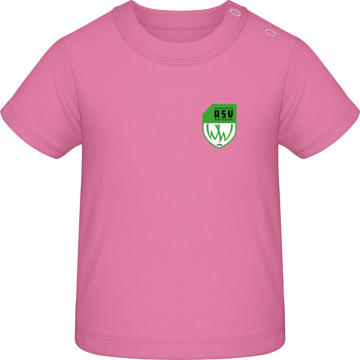 Baby T-Shirt BZ02 – ASV-Wappen herzseitig Bubble Gum Pink Vorderseite