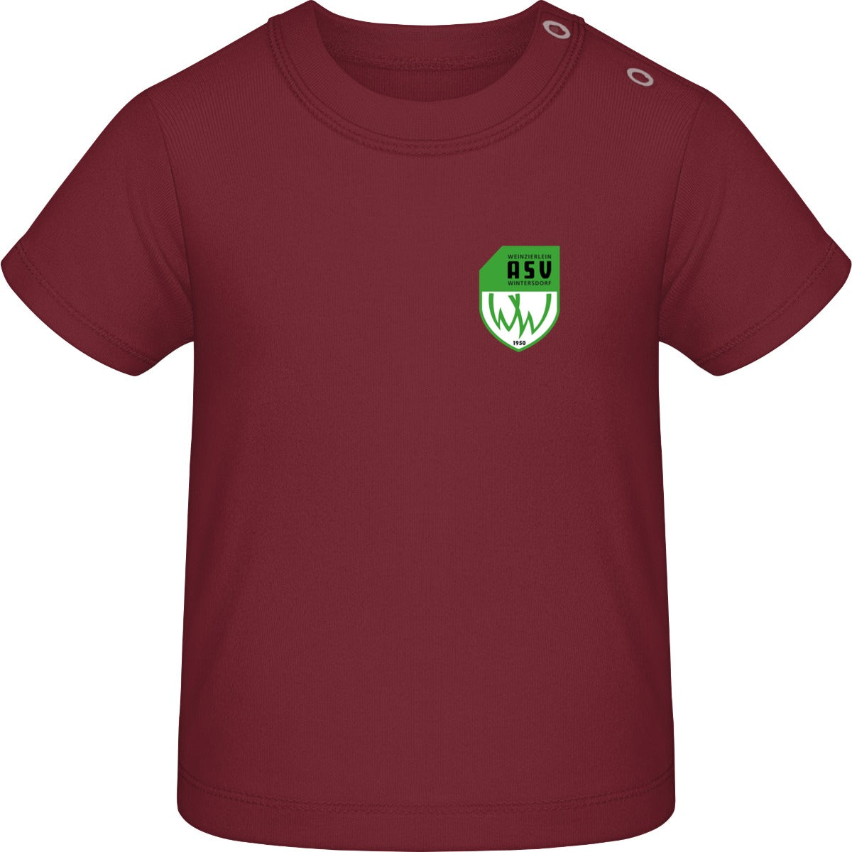 Baby T-Shirt BZ02 – ASV-Wappen herzseitig Burgundy Vorderseite