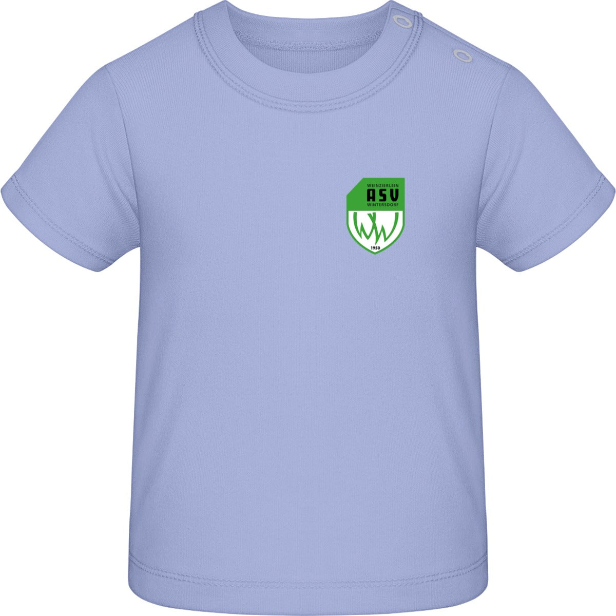 Baby T-Shirt BZ02 – ASV-Wappen herzseitig Dusty Blue Vorderseite