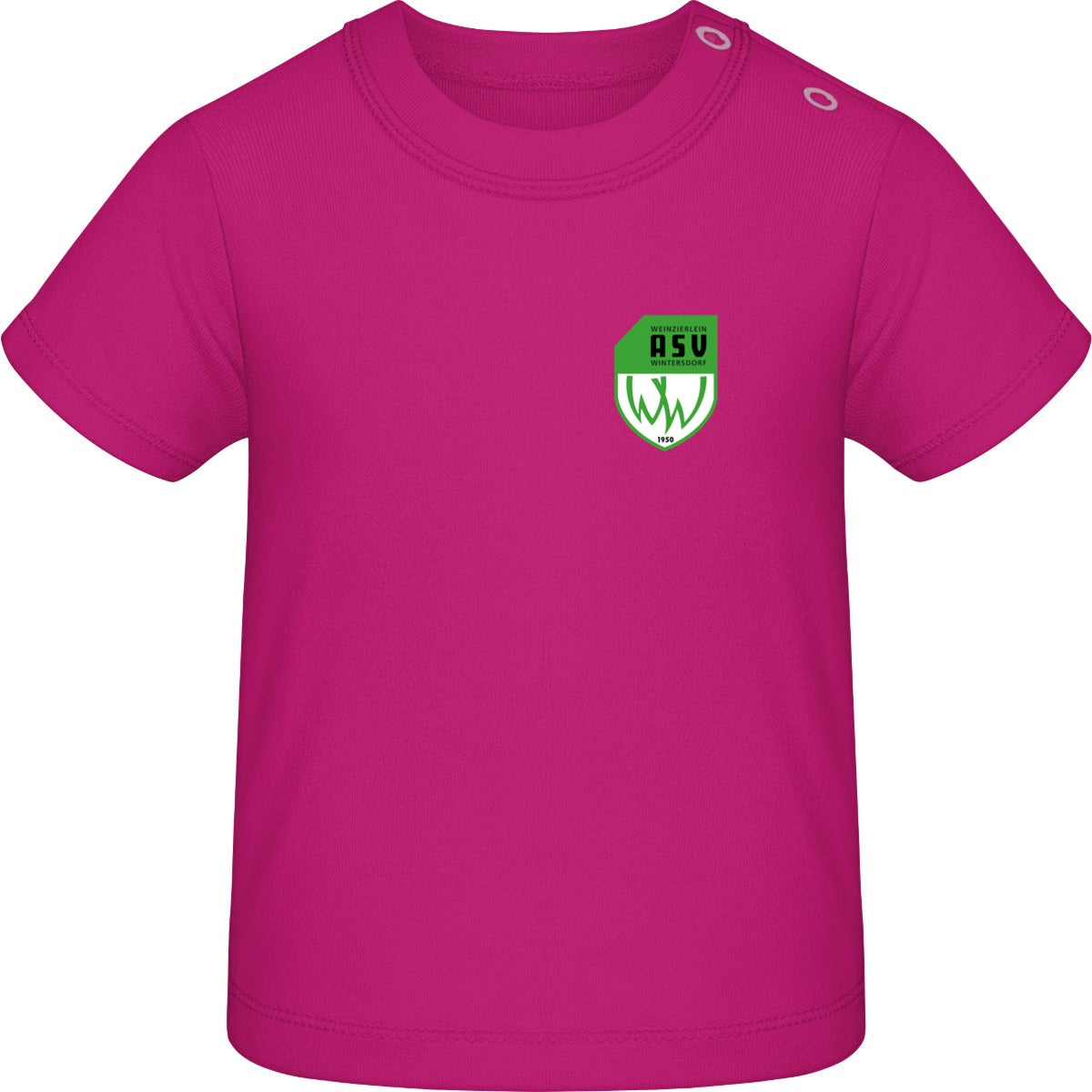 Baby T-Shirt BZ02 – ASV-Wappen herzseitig Fuchsia Vorderseite