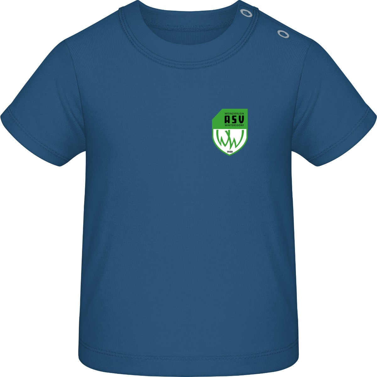 Baby T-Shirt BZ02 – ASV-Wappen herzseitig Heather Blue Vorderseite