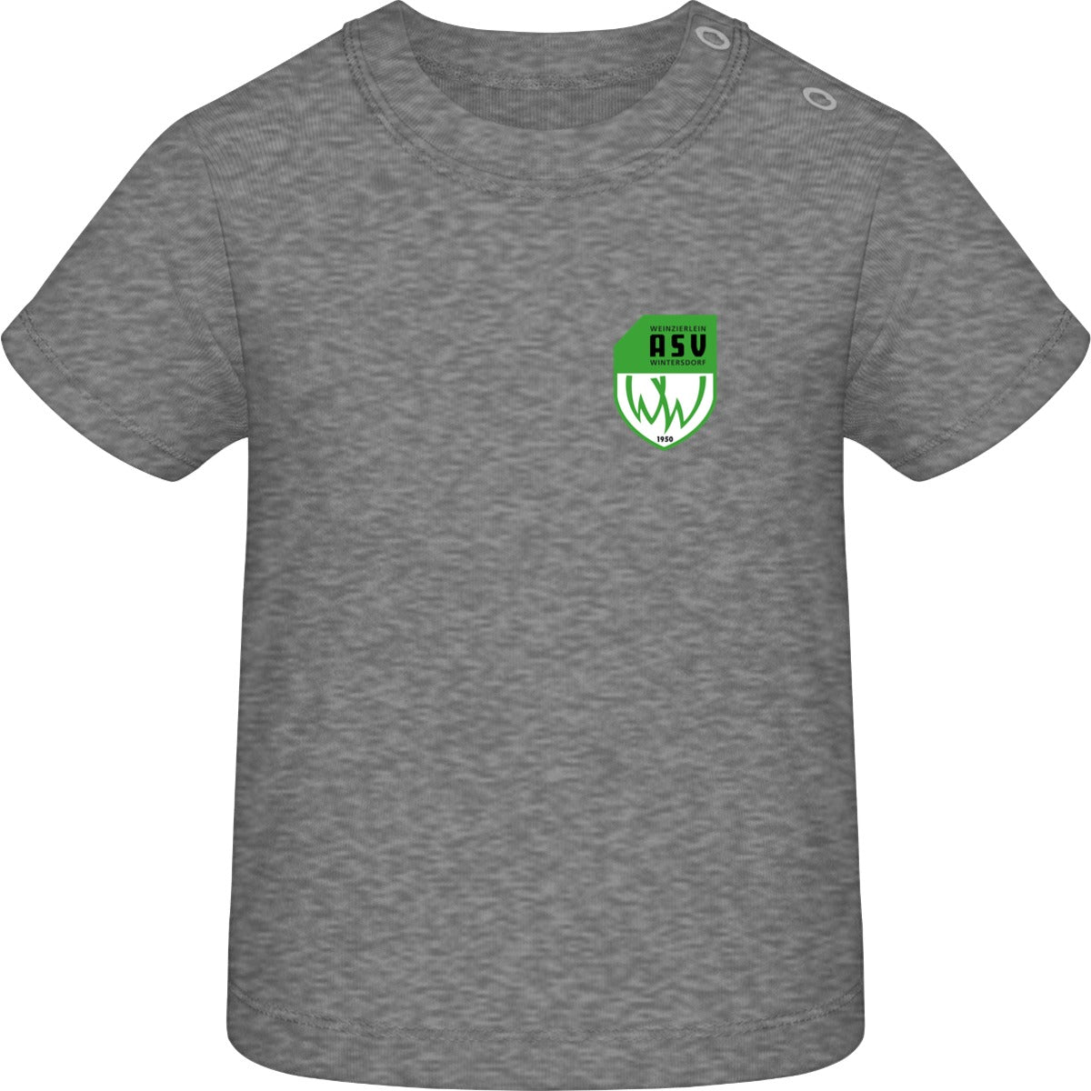 Baby T-Shirt BZ02 – ASV-Wappen herzseitig Heather Grey Melange Vorderseite