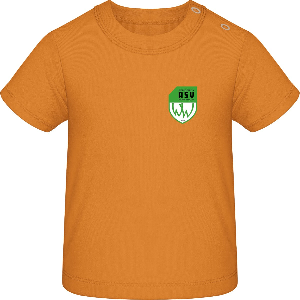 Baby T-Shirt BZ02 – ASV-Wappen herzseitig Orange Vorderseite