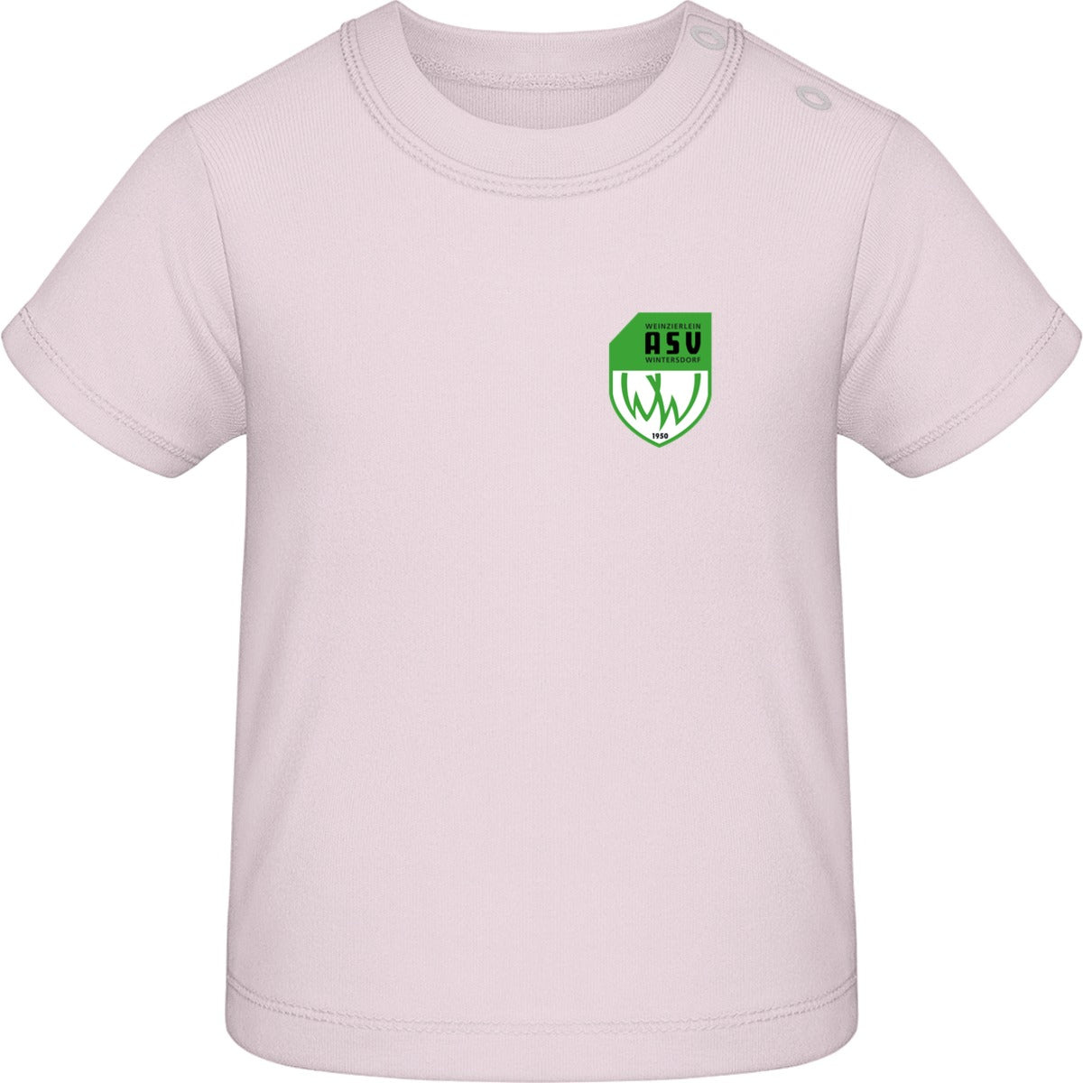 Baby T-Shirt BZ02 – ASV-Wappen herzseitig Powder Pink Vorderseite